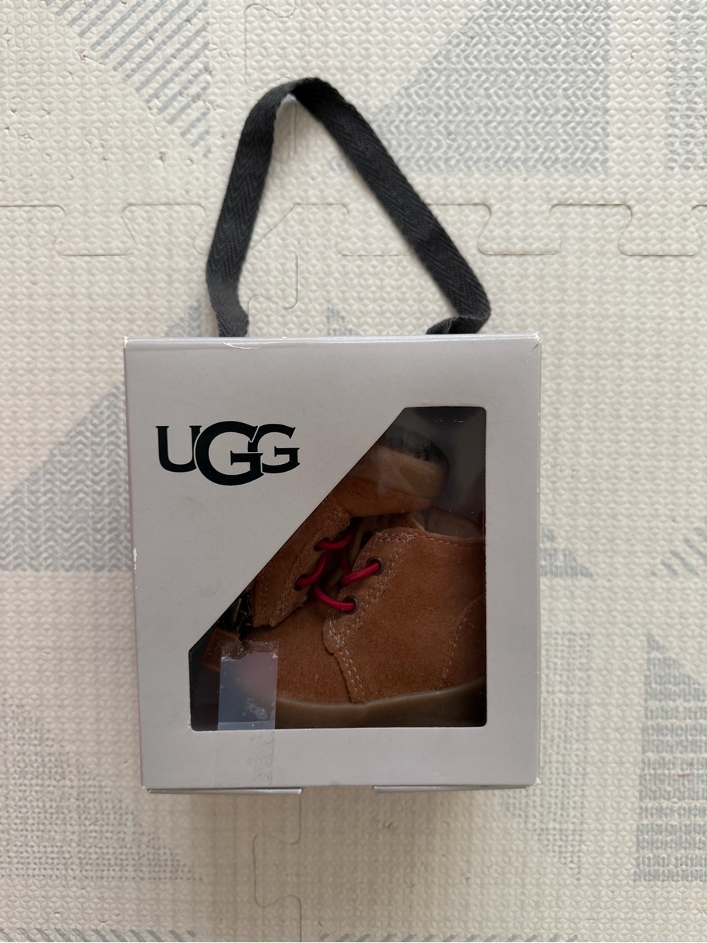 UGG Infant Kids Chestnut Suede Boots with Red Pull Tab - Picture 5 of 6